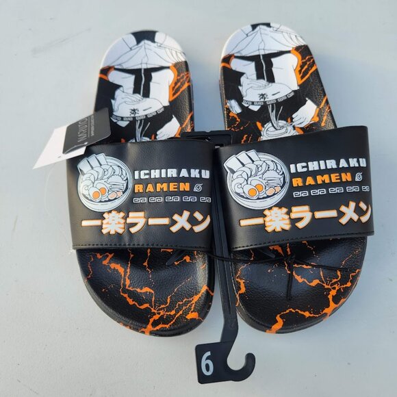 NEW Naruto Anime Ramen Men’s Size 9 Slippers Sandals Slides Shippuden Ichiraku - Picture 4 of 14